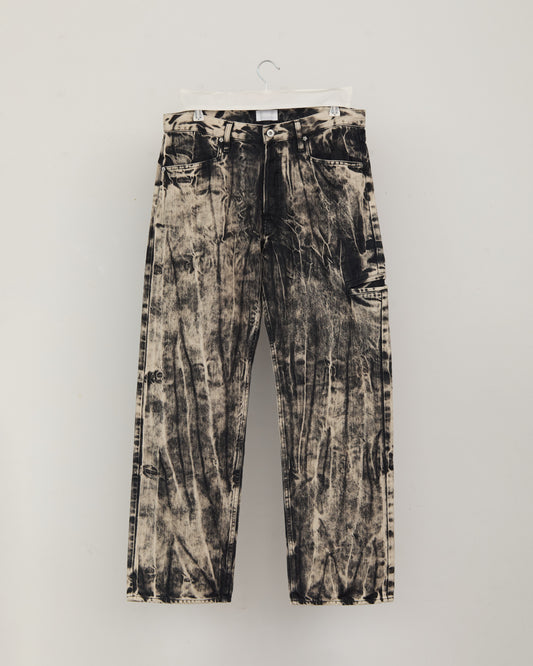 MODERN SHIBORI DENIM PANTS  BLACK