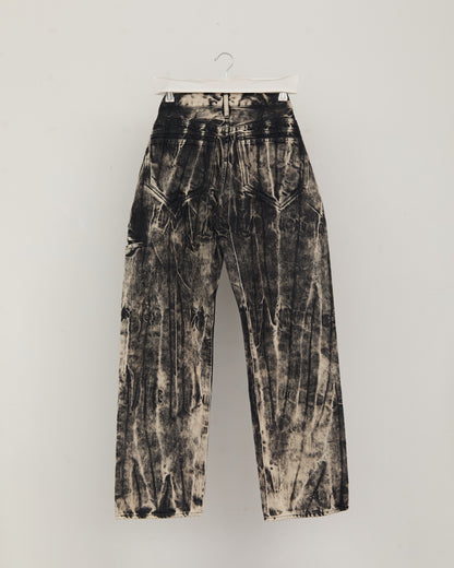 MODERN SHIBORI DENIM PANTS  BLACK